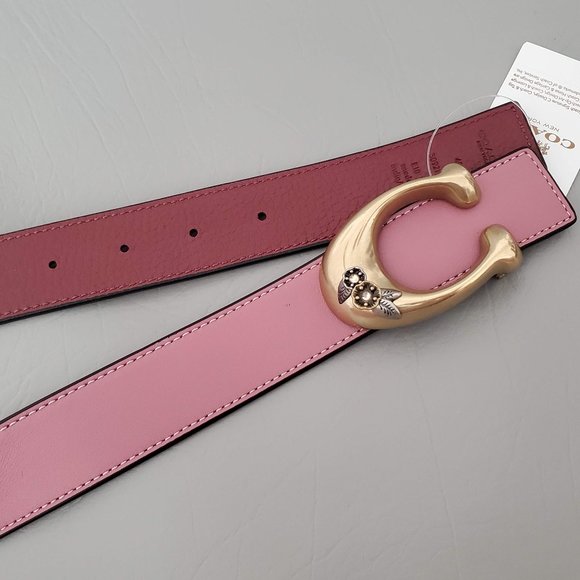 NEW COACH Tea Rose Buckle Reversible Leather Belt - Picture 3 of 7